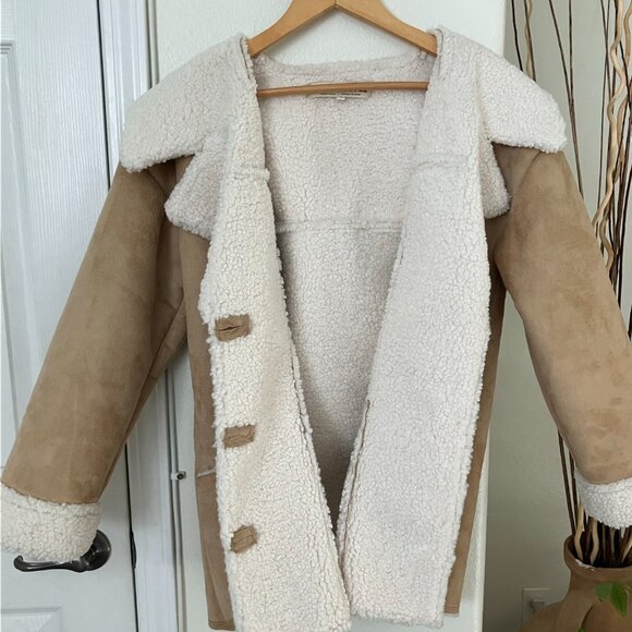 XS Tan Faux Sherpa Lined Jacket ~ Free People - Picture 4 of 8